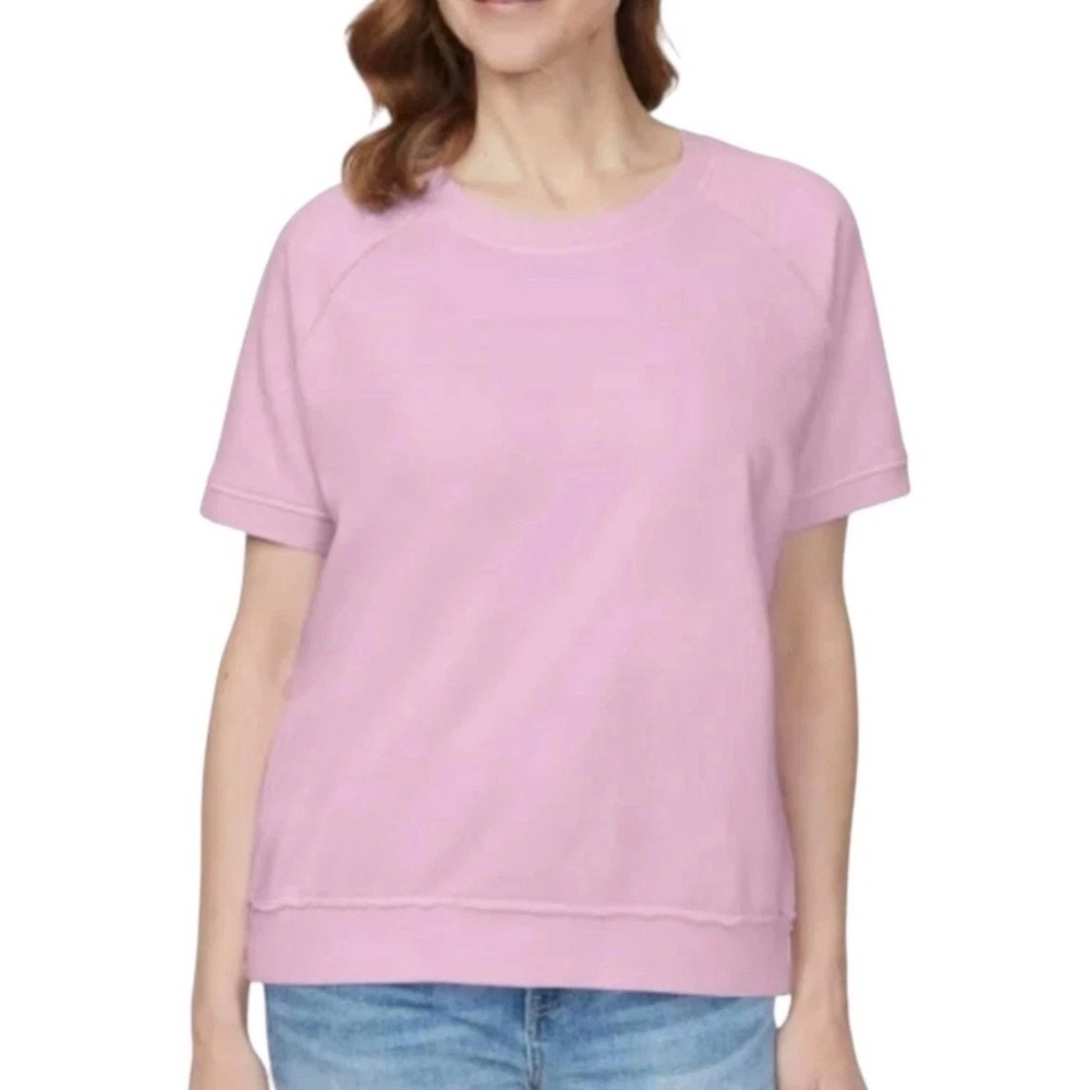 Buffalo David Bitton Womens Lilac French Terry Short Sleeve Top •M• Athleisure